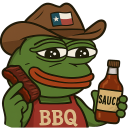 a cartoon character holding a bottle of bbq