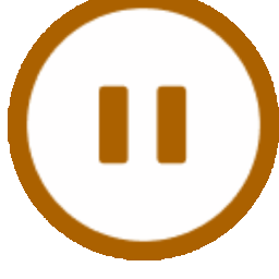 a brown and white button with a white circle in the middle