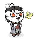 a drawing of a person with glasses and a banana