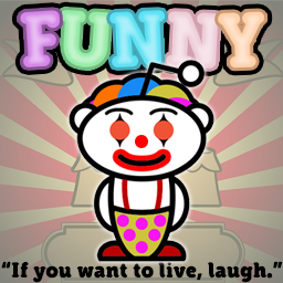 a picture of a clown with the words funny on it