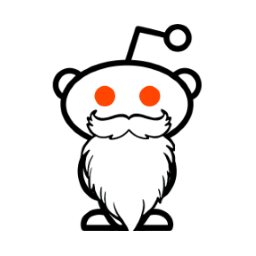 a cartoon character with a beard and red eyes