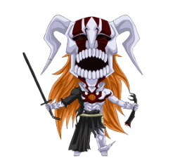 a cartoon character with orange hair holding a sword