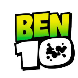 the ben 10 logo with a green and yellow background