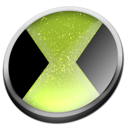 a green button with a black arrow on it