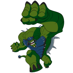 a green and blue cartoon character
