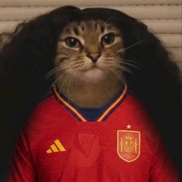 a cat wearing a red shirt and a wig