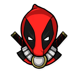 a deadpool character with a sword in his hand