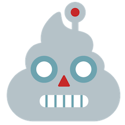 a gray robot with big eyes and a red nose