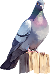 a pigeon sitting on top of a wooden post
