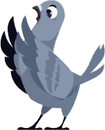 a cartoon bird with a surprised look on its face
