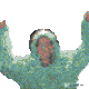 a picture of a man with his arms in the air
