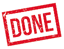 a red stamp with the word done on it
