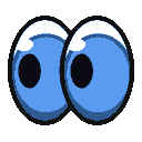 a pixellated image of two blue eyes
