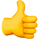 a yellow thumbs up icon with a black background