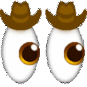 two snowmen with hats on their heads