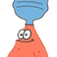 a cartoon character with a blue hat on top of his head