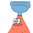a cartoon picture of a blue and orange cone with eyes