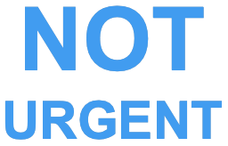 a blue and white sign that says not current