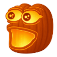 a pumpkin with an angry face drawn on it