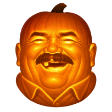 a pumpkin with a man's face carved into it