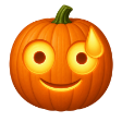 a pumpkin with a devil's horns on it