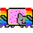 a pixel art picture of a cat on a train