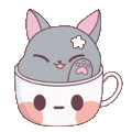 a cat in a coffee cup with its eyes closed