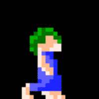 a pixel art picture of a person with a green hair