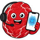 a red ball with headphones holding a cell phone