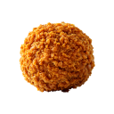 a close up of a ball of food on a black background
