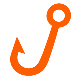 a picture of an orange hook on a black background