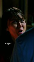 a woman with a surprised look on her face