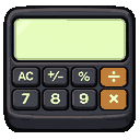 a black calculator with a green screen
