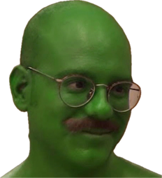 a man in a green suit and glasses