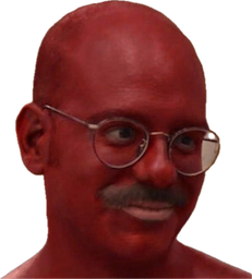 a man wearing glasses and a red shirt