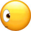 a smiley face with big eyes on a black background
