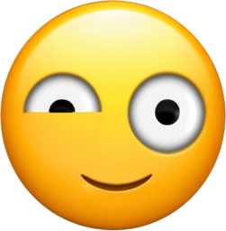 a yellow emoji with one eye half covered from twitching