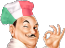 a drawing of a man with a flag on his head