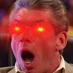 a man with his mouth open and his eyes glowing red