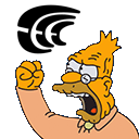 a cartoon of a man with his fist up