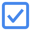 a blue check mark on a black background