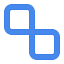 a black and blue logo with the letter d