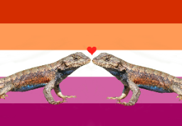 a couple of lizards standing next to each other
