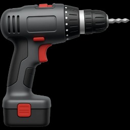 a black and red drill with a black background