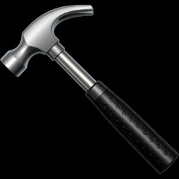 a hammer with a black handle on a black background