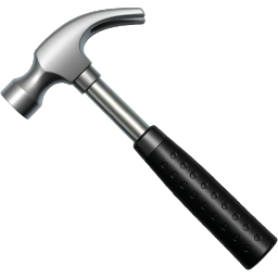 a hammer with a black handle on a white background