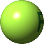 a green ball with a white stripe around it