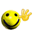 a smiley face with a hand sticking out of it