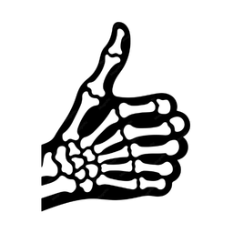 a black and white drawing of a hand giving a thumbs up