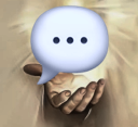 a person holding a speech bubble in their hand
